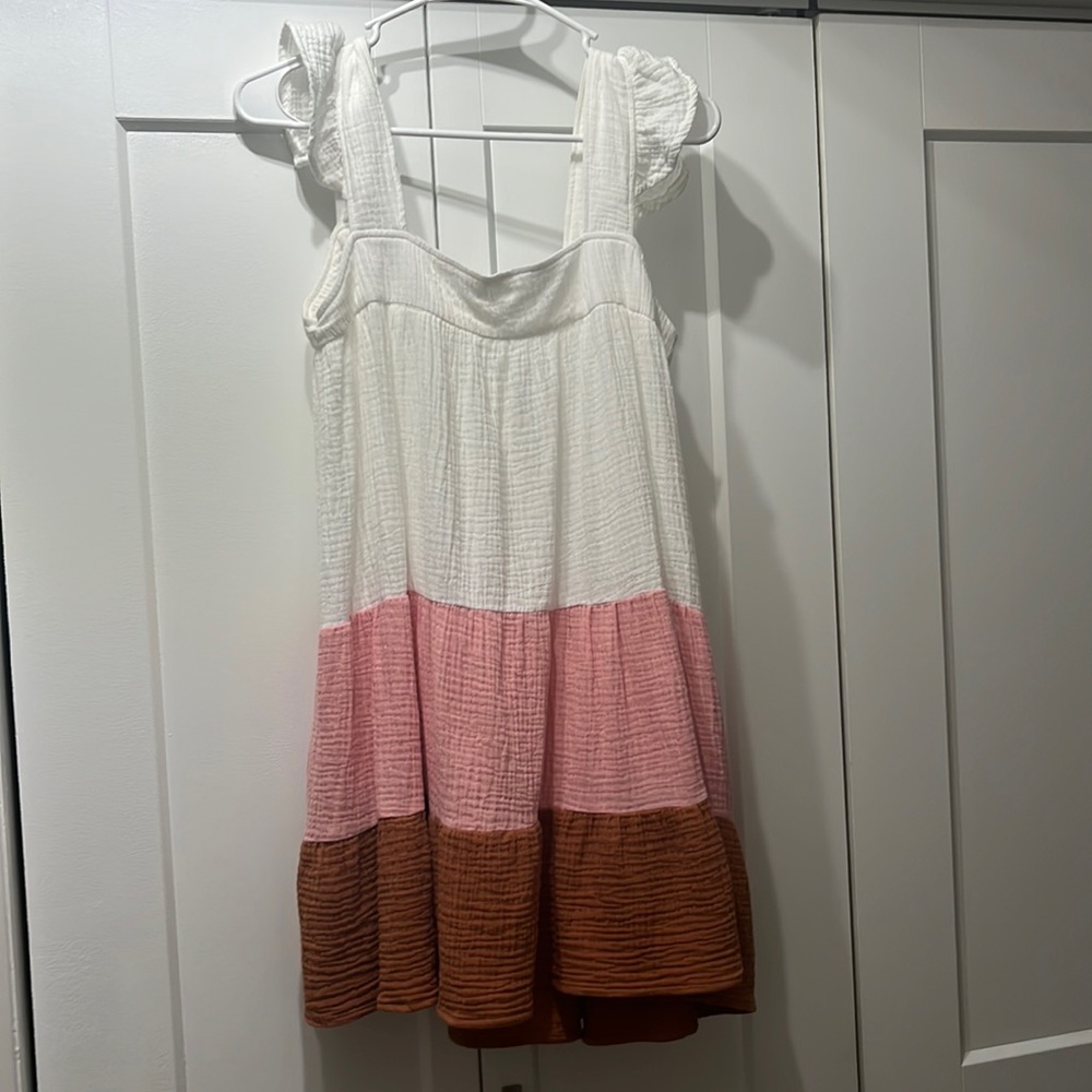 Lush Linen Block Mini Dress with pockets Size S